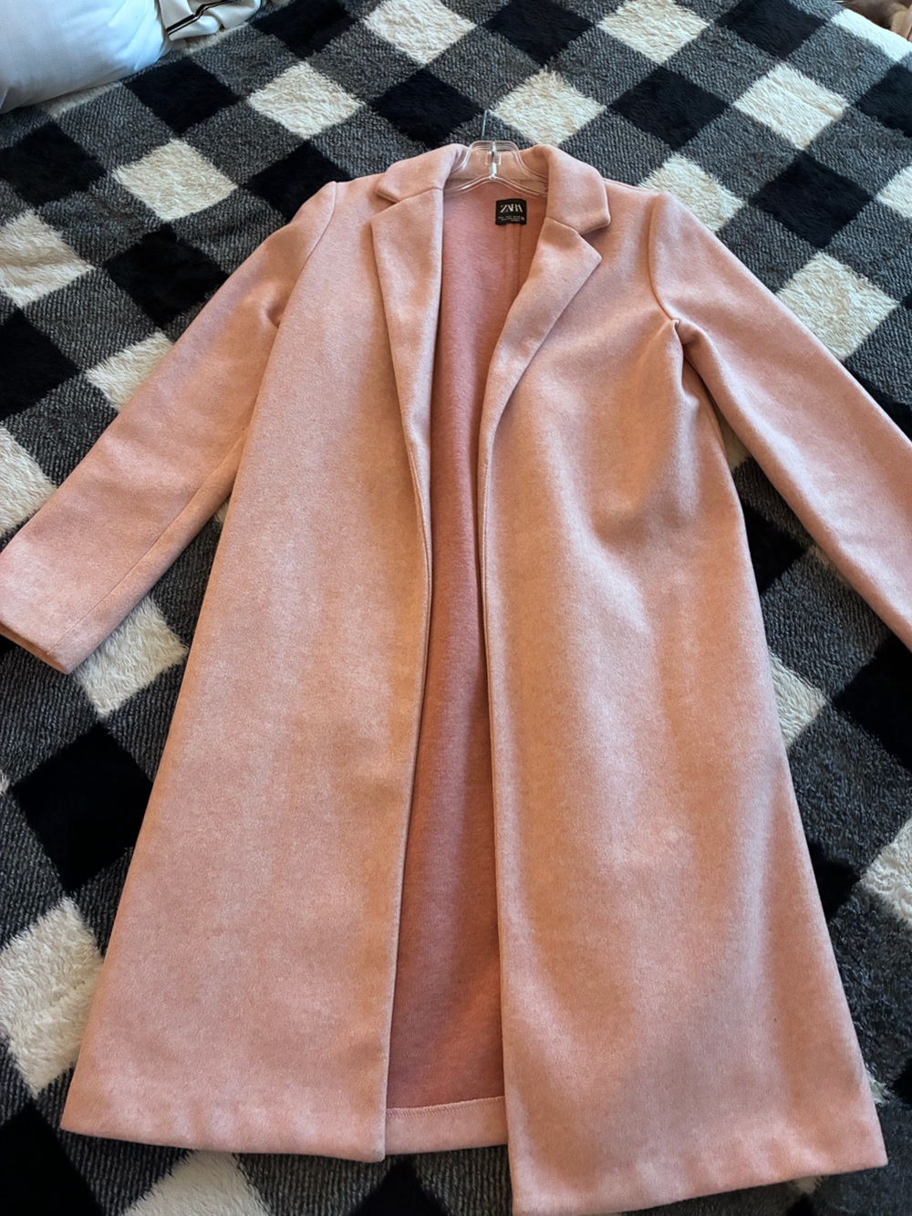 Zara Rose Pink Wool-Blend Pea Coat